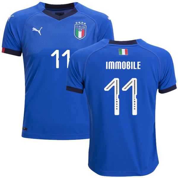 Italy #11 Immobile Home Kid Soccer Country Jersey - Click Image to Close